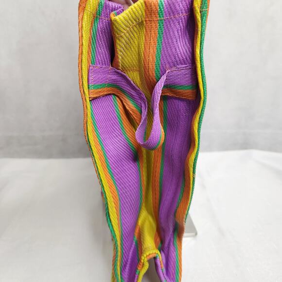 Urban Outfitters BDG Serena Mesh Tote Bag Medium Size Multi Stripe Purple Yellow - Picture 8 of 14